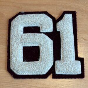 Vintage Number 61 chenille patch varsity Jacket Patch Badge Number 61